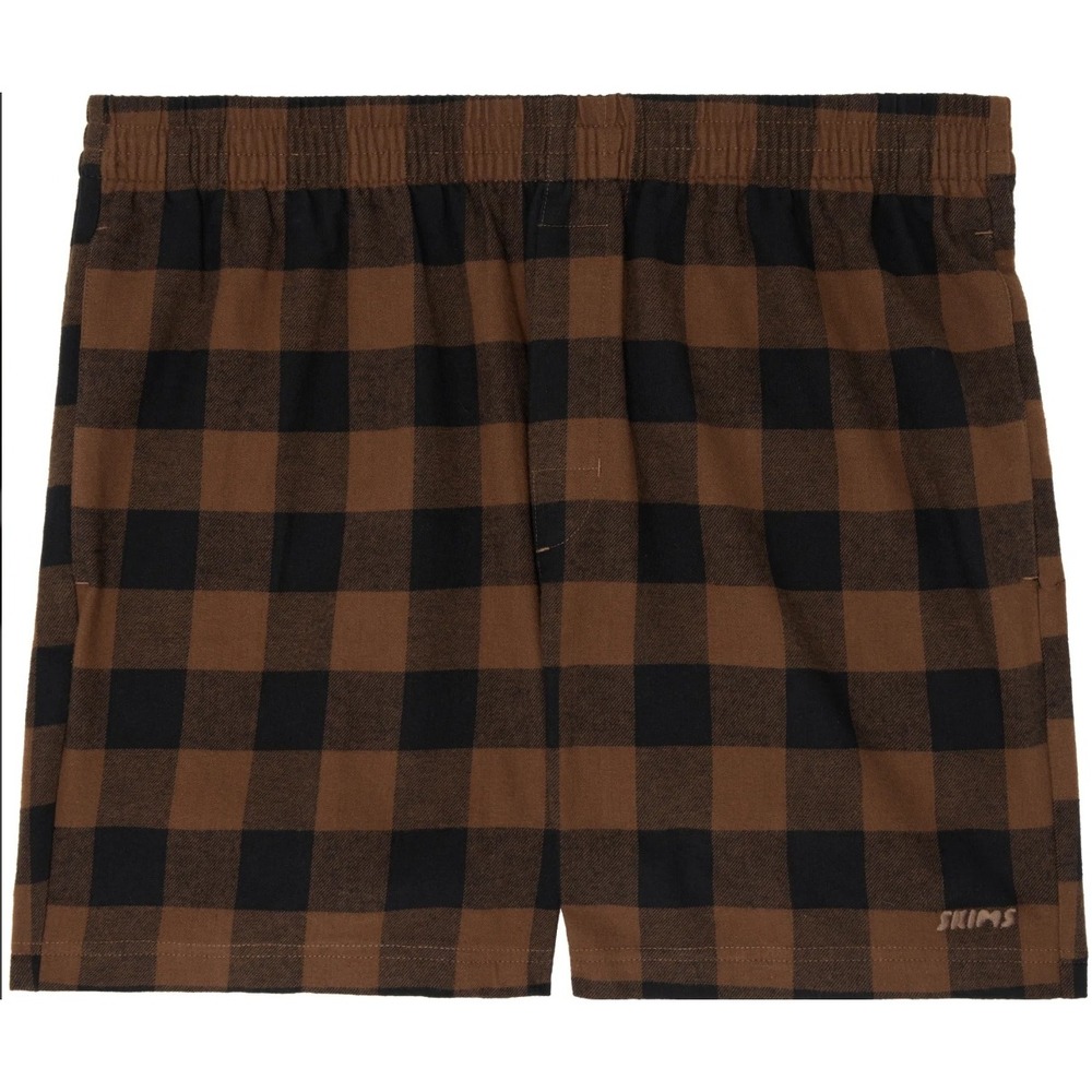 Skims Flannel Sleep Short BO-BOX-6005M Jasper Buffalo Check Brown Black Small